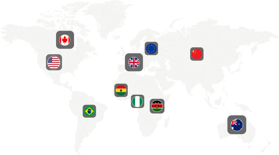 World map showing global coverage